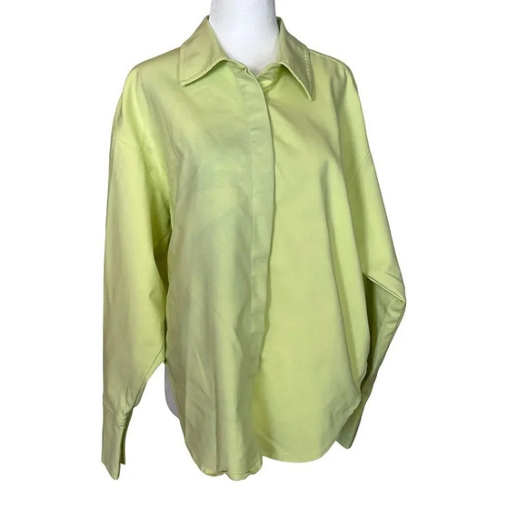 Good American Weekend Shirt in Green 00/0 XSmall Womens Button Down Blouse Top - Picture 4 of 15